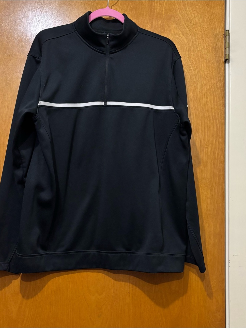 Nike Black Quarter-Zip Performance Jacket with White Chest Stripe